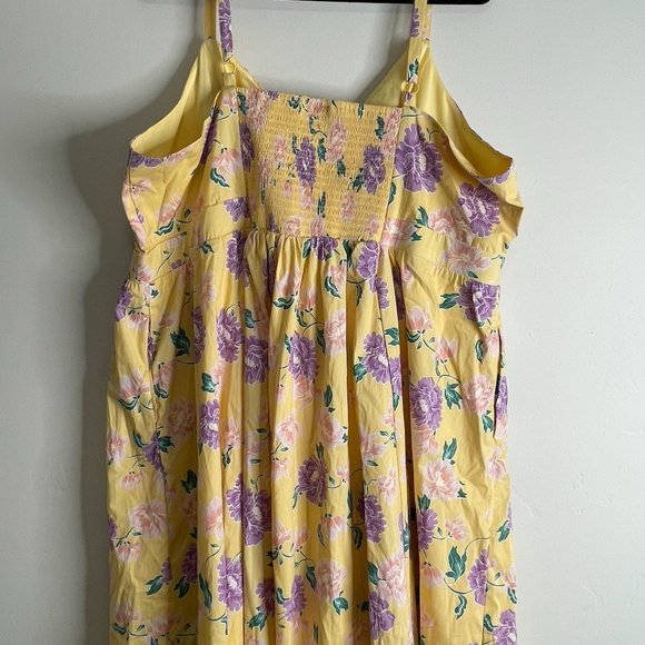 NWT 4X TORRID Mini Poplin Tie-Front Skater Dress - Yellow Floral - Picture 5 of 6